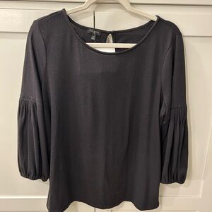 Talbots Black Blouse with Puff Sleeves
